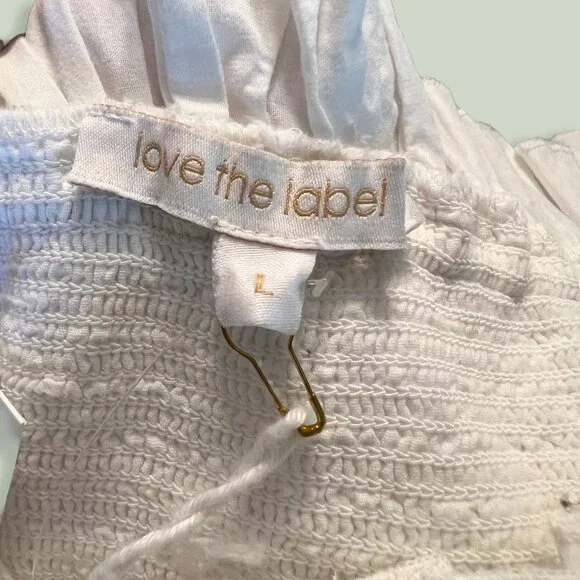 Love The Label | White Cotton Tiered Ruffle Mini Dress | L | Minor Flaws - Picture 11 of 15